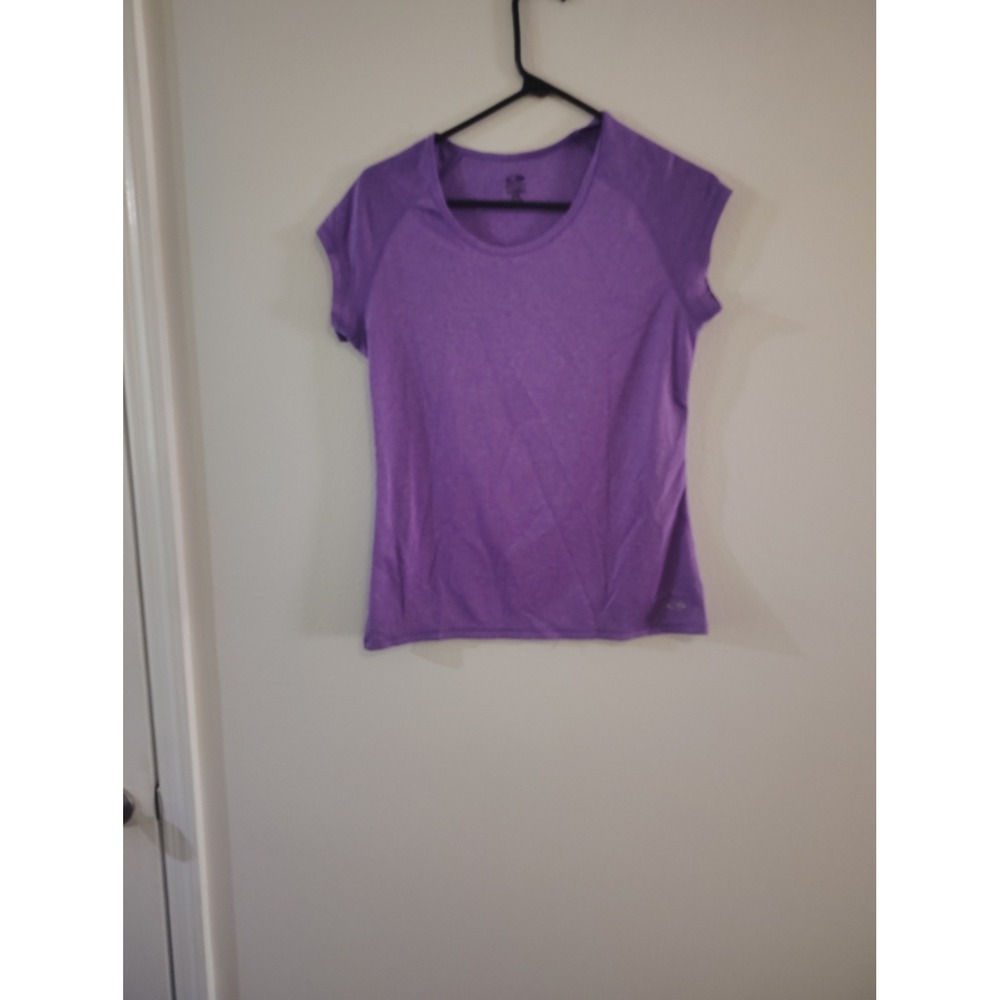 Champion Duo Dry Purple Heathered Short Sleeve Athletic Workout‎ Shirt Womens M